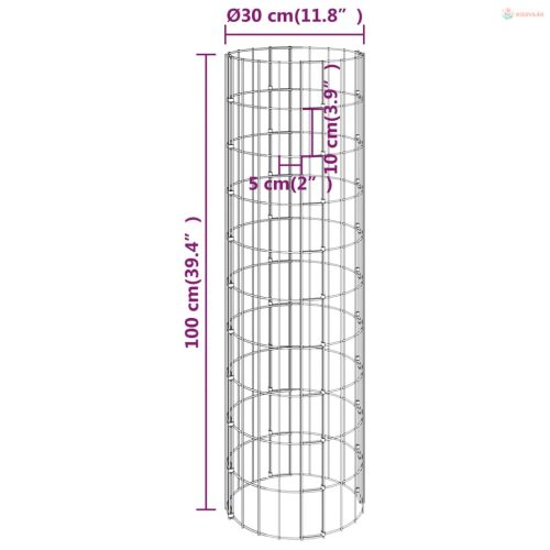 3 db kör alakú horganyzott acél gabion magaságyás Ø30 x 100 cm