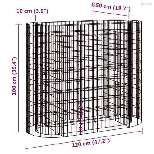 Horganyzott vas gabion magaságyás 120x50x100 cm