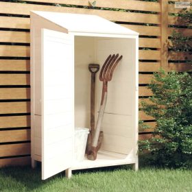 Fehér tömör fenyőfa kerti fészer 55 x 52 x 112 cm