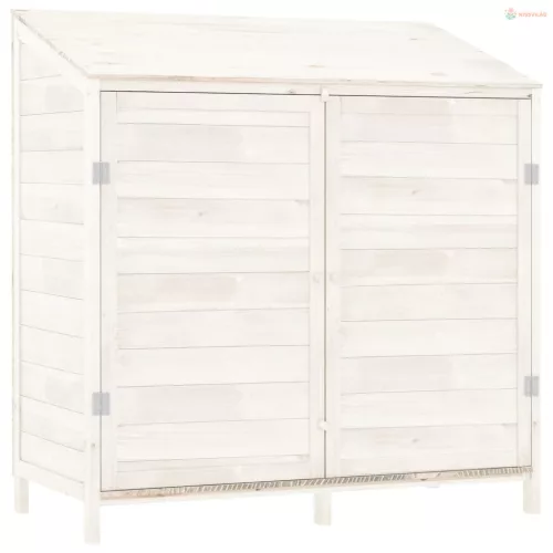 Fehér tömör fenyőfa kerti fészer 102 x 52 x 112 cm
