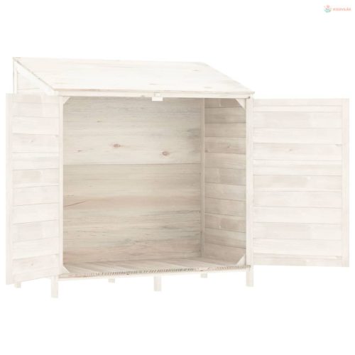 Fehér tömör fenyőfa kerti fészer 102 x 52 x 112 cm