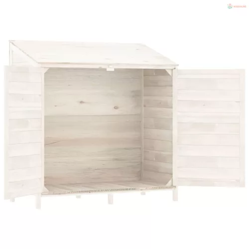 Fehér tömör fenyőfa kerti fészer 102 x 52 x 112 cm