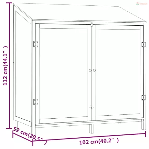Barna tömör fenyőfa kerti fészer 102 x 52 x 112 cm