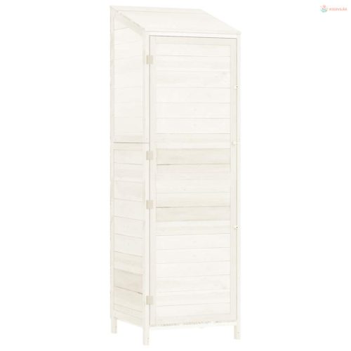 Fehér tömör fenyőfa kerti fészer 55x52x174,5 cm