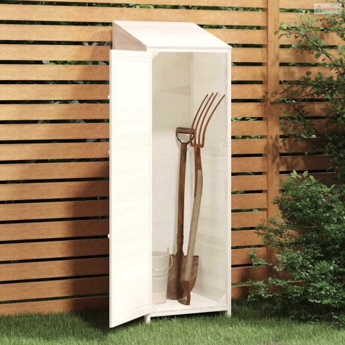 Fehér tömör fenyőfa kerti fészer 55x52x174,5 cm