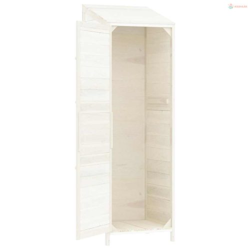 Fehér tömör fenyőfa kerti fészer 55x52x174,5 cm