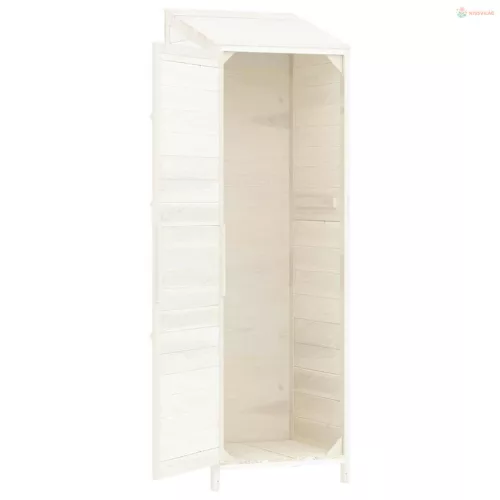 Fehér tömör fenyőfa kerti fészer 55x52x174,5 cm
