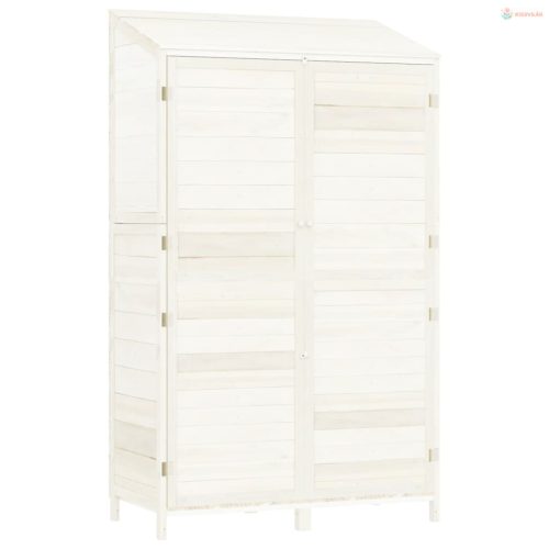 Fehér tömör fenyőfa kerti fészer 102x52x174,5 cm