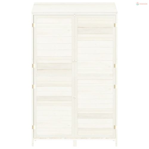 Fehér tömör fenyőfa kerti fészer 102x52x174,5 cm