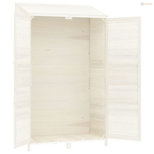 Fehér tömör fenyőfa kerti fészer 102x52x174,5 cm