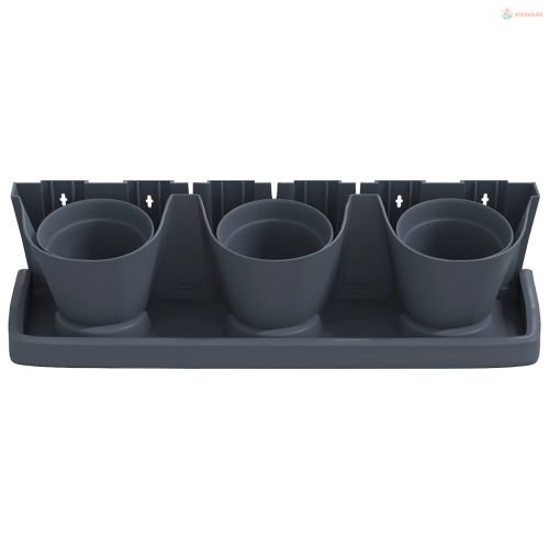 12 db antracitszürke polipropilén függőleges kerti növénytartó