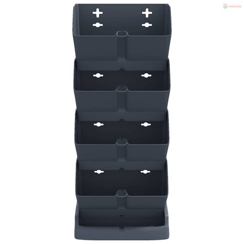 4 db antracitszürke polipropilén függőleges kerti növénytartó