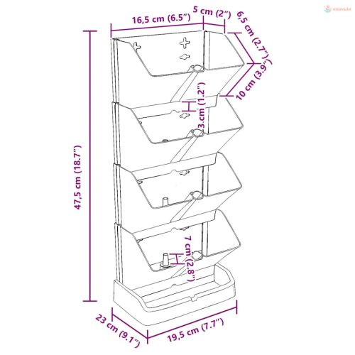 4 db antracitszürke polipropilén függőleges kerti növénytartó
