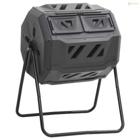 Fekete kerti komposztálóláda 73 x 64 x 95 cm 160 L