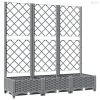 Világosszürke PP rácsos kerti ültetőláda 120 x 40 x 121,5 cm