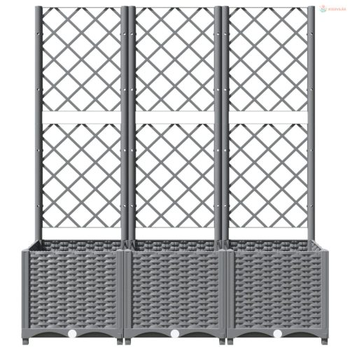 Világosszürke PP rácsos kerti ültetőláda 120 x 40 x 136 cm