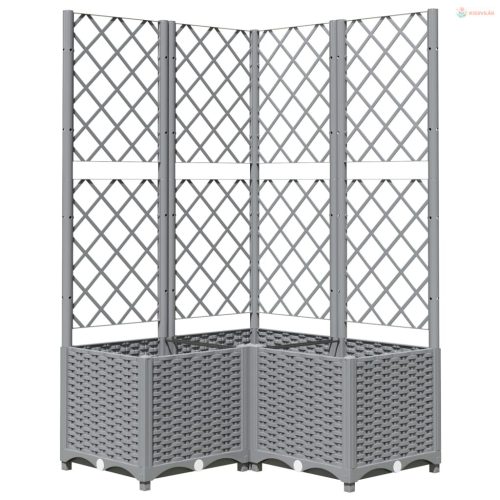 Világosszürke PP rácsos kerti ültetőláda 80 x 80 x 136 cm