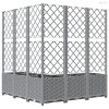 Világosszürke PP rácsos kerti ültetőláda 120 x 120 x 136 cm