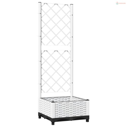 Fehér polipropilén rácsos kerti ültetőláda 40 x 40 x 121,5 cm