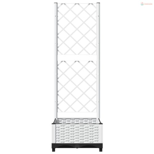 Fehér polipropilén rácsos kerti ültetőláda 40 x 40 x 121,5 cm