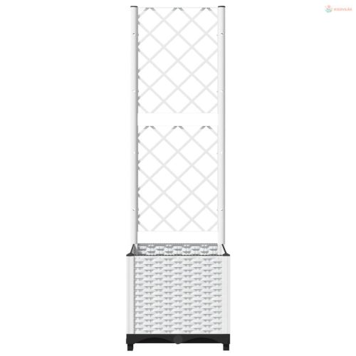 Fehér polipropilén rácsos kerti ültetőláda 40 x 40 x 136 cm
