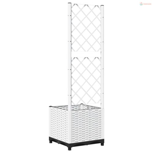 Fehér polipropilén rácsos kerti ültetőláda 40 x 40 x 136 cm