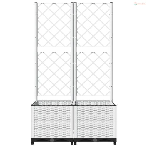 Fehér PP rácsos kerti ültetőláda 80 x 40 x 136 cm