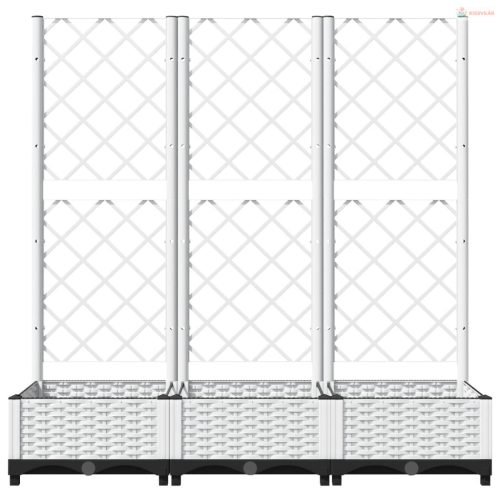 Fehér kerti virágláda ráccsal 120 x 40 x 121,5 cm PP