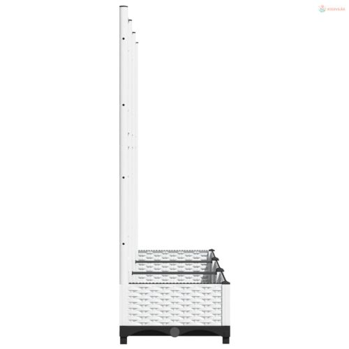 Fehér kerti virágláda ráccsal 120 x 40 x 121,5 cm PP