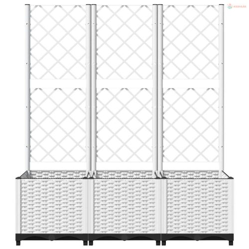 Fehér polipropilén rácsos kerti ültetőláda 120 x 40 x 136 cm