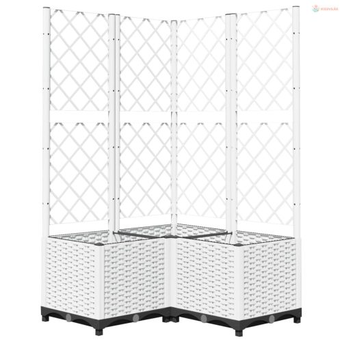 Fehér polipropilén rácsos kerti ültetőláda 80 x 80 x 136 cm