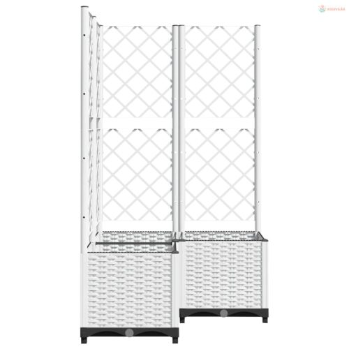 Fehér polipropilén rácsos kerti ültetőláda 80 x 80 x 136 cm