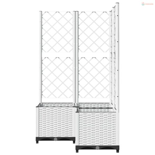 Fehér polipropilén rácsos kerti ültetőláda 80 x 80 x 136 cm