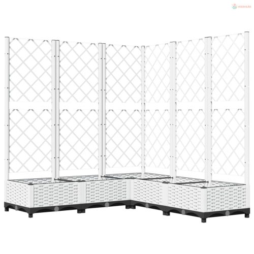 Fehér polipropilén rácsos kerti ültetőláda 120 x 120 x 121,5 cm