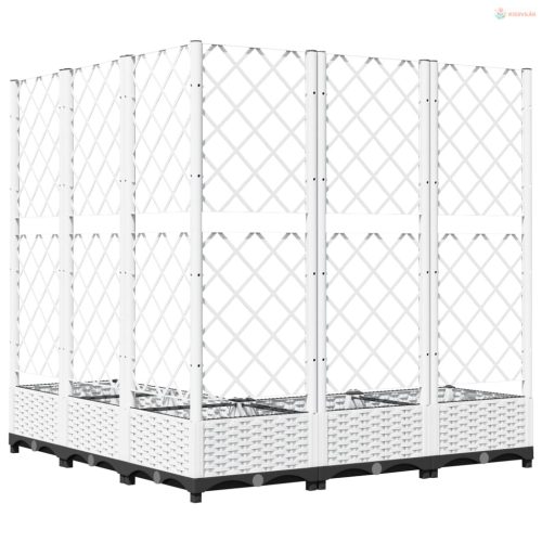 Fehér polipropilén rácsos kerti ültetőláda 120 x 120 x 121,5 cm