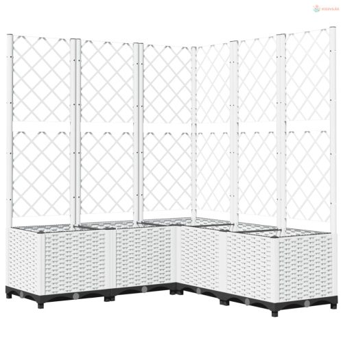 Fehér polipropilén rácsos kerti ültetőláda 120 x 120 x 136 cm