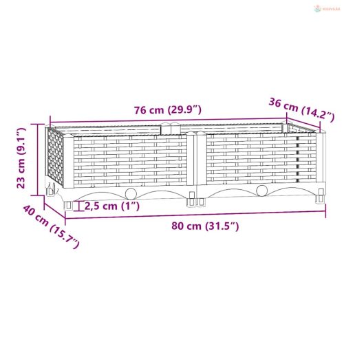 Polipropilén magaságyás 80 x 40 x 23 cm