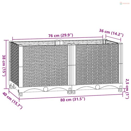 Polipropilén magaságyás 80 x 40 x 38 cm