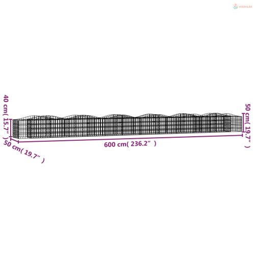 Íves horganyzott vas gabion magaságyás 600x50x50 cm