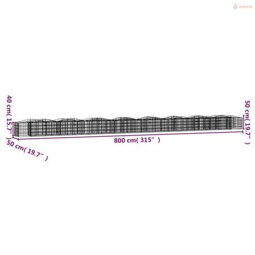Íves horganyzott vas gabion magaságyás 800x50x50 cm