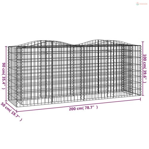 Íves horganyzott vas gabion magaságyás 200x50x100 cm