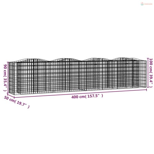 Íves horganyzott vas gabion magaságyás 400x50x100 cm