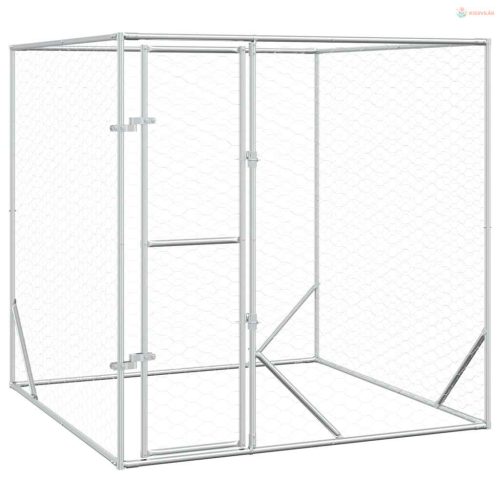 Ezüstszínű kültéri horganyzott acél kutyakennel 2x2x2 m