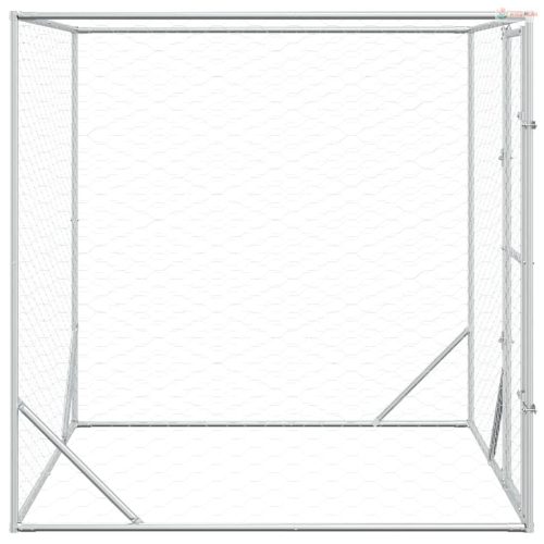 Ezüstszínű kültéri horganyzott acél kutyakennel 2x2x2 m