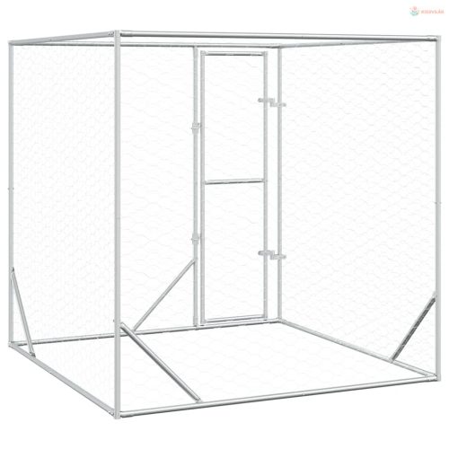 Ezüstszínű kültéri horganyzott acél kutyakennel 2x2x2 m