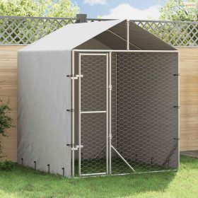   Ezüstszínű horganyzott acél kutyakennel tetővel 2x2x2,5 m