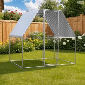 Ezüst és szürke horganyzott acél tyúkketrec 2 x 2 x 2 m