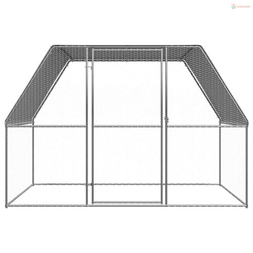 Ezüst és szürke horganyzott acél csirkeketrec 3 x 2 x 2 m
