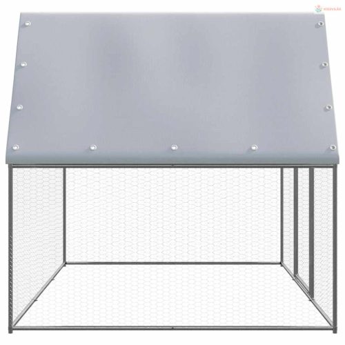 Ezüst és szürke horganyzott acél csirkeketrec 3 x 2 x 2 m