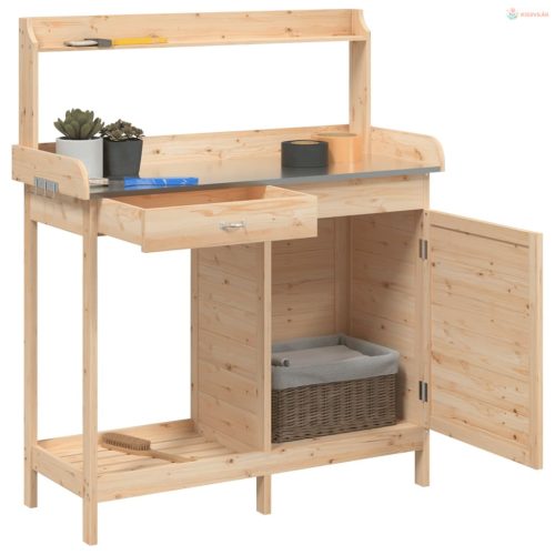 Tömör fenyőfa ültetőasztal szekrénnyel 110,5x45x124,5 cm